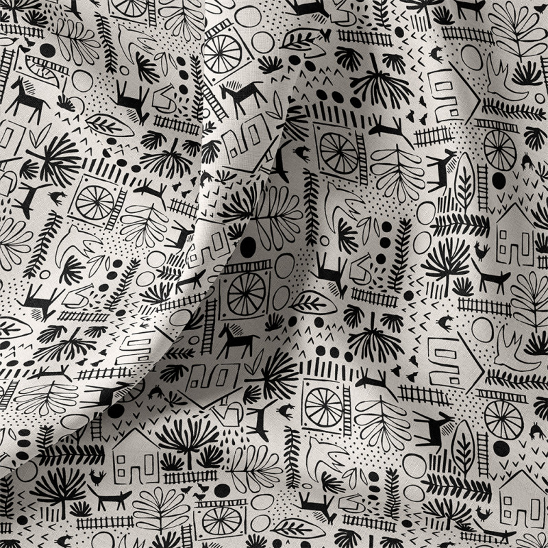 Printed Cotton BOUNTY Ecru / Black